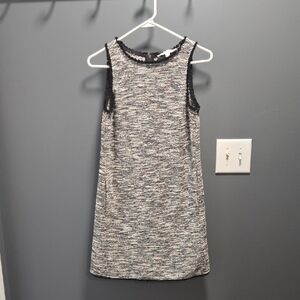 LOFT Black and White Textured Sleeveless Mini Dress
